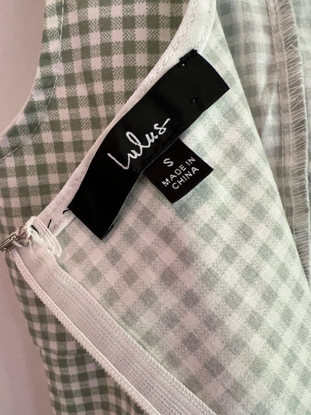 Lulu's Green and White Gingham Mini Dress - Picture 2 of 5